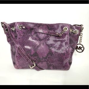 Michael Kors Embossed Purple Leather Shoulder Bag